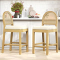 TYBOATLE Set of 2 Rattan Back Counter Height Bar Stools, Beige