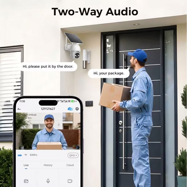 4G Security Camera, No WiFi Solar Powered Wireless Outdoor Camera with Built in SIM Card, 2K Color Night Vision,PIR Motion Detection 2 Way Talk