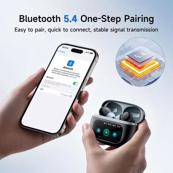 Wireless Earbuds Bluetooth 5.3 Headphones 90 Hrs Playtime Ear buds with Wireless Charging Case Power Display Over-ear Earphones Black