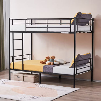 Karl Home Black Twin Over Twin Steel Bunk Bed Frame Ladder Bedroom Dorm Room for Kids Adult Children