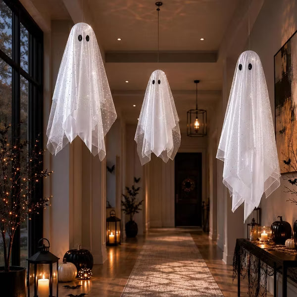 Laukingdom 3pcs Halloween Decorations Outdoor Indoor Hanging Ghost Decor with Light