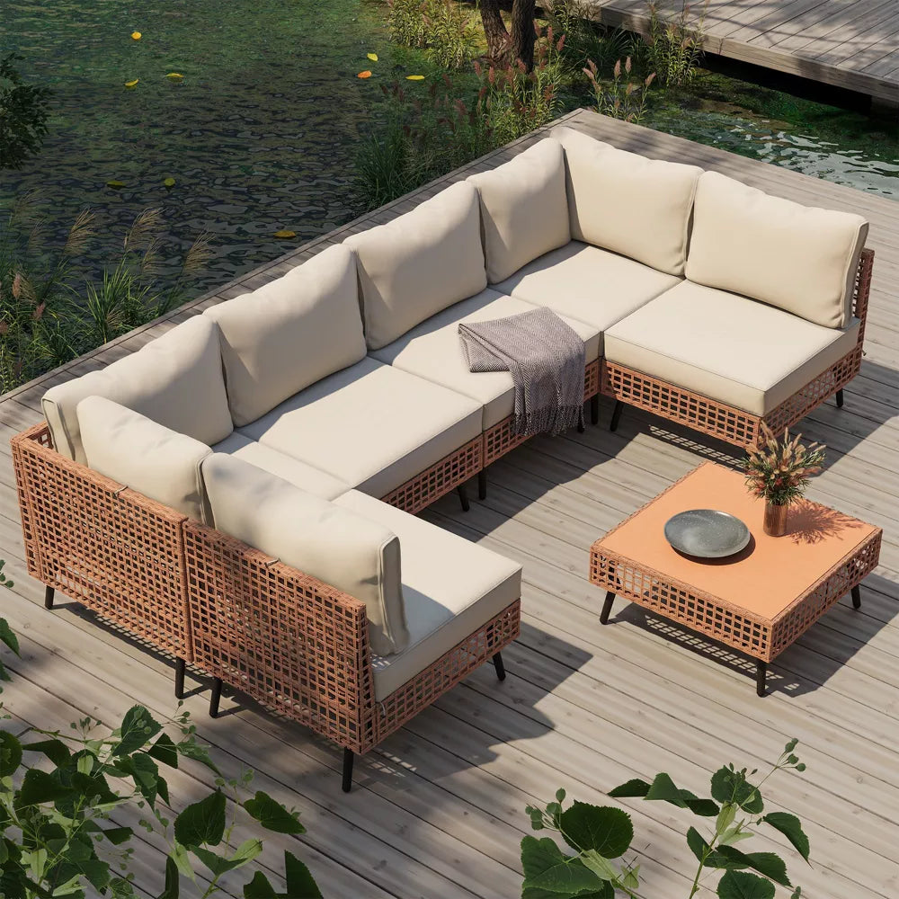 LAUSAINT HOME 7-Piece Wicker Patio Furniture Set Outdoor Sectional Conversation Set