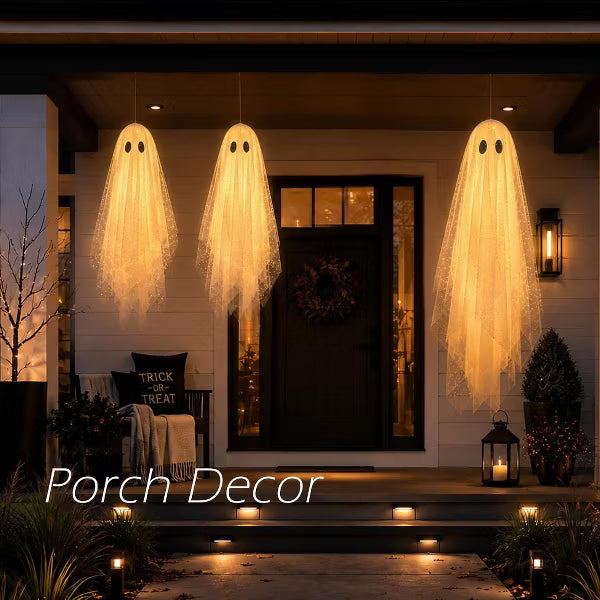 Laukingdom 3pcs Halloween Decorations Outdoor Indoor Hanging Ghost Decor with Light