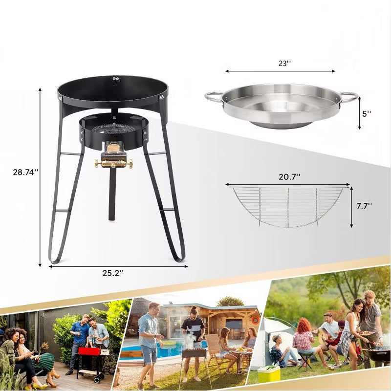 Karl Home 22.8 in. Concave Comal Set With 80,000BTU Propane Stove