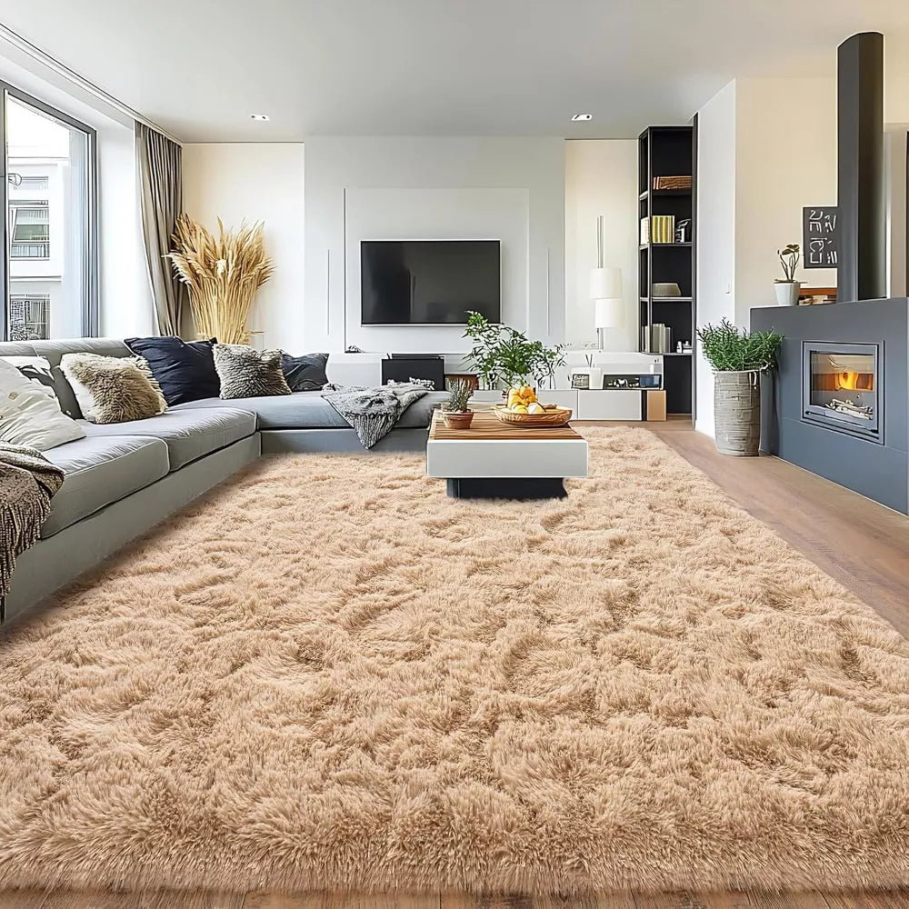 LOVEVOOK Cream White Area Rugs for Living Room Bedroom, 5x7 Feet Fluffy Shag Rugs, Modern Indoor Floor Carpet for Home Decor Aesthetic