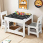 Kinder King 3-in-1 Kids Table & 2 Chairs Set with Storage, Removable Top & Blackboard, for Art, Crafts, Reading, Play, Grey