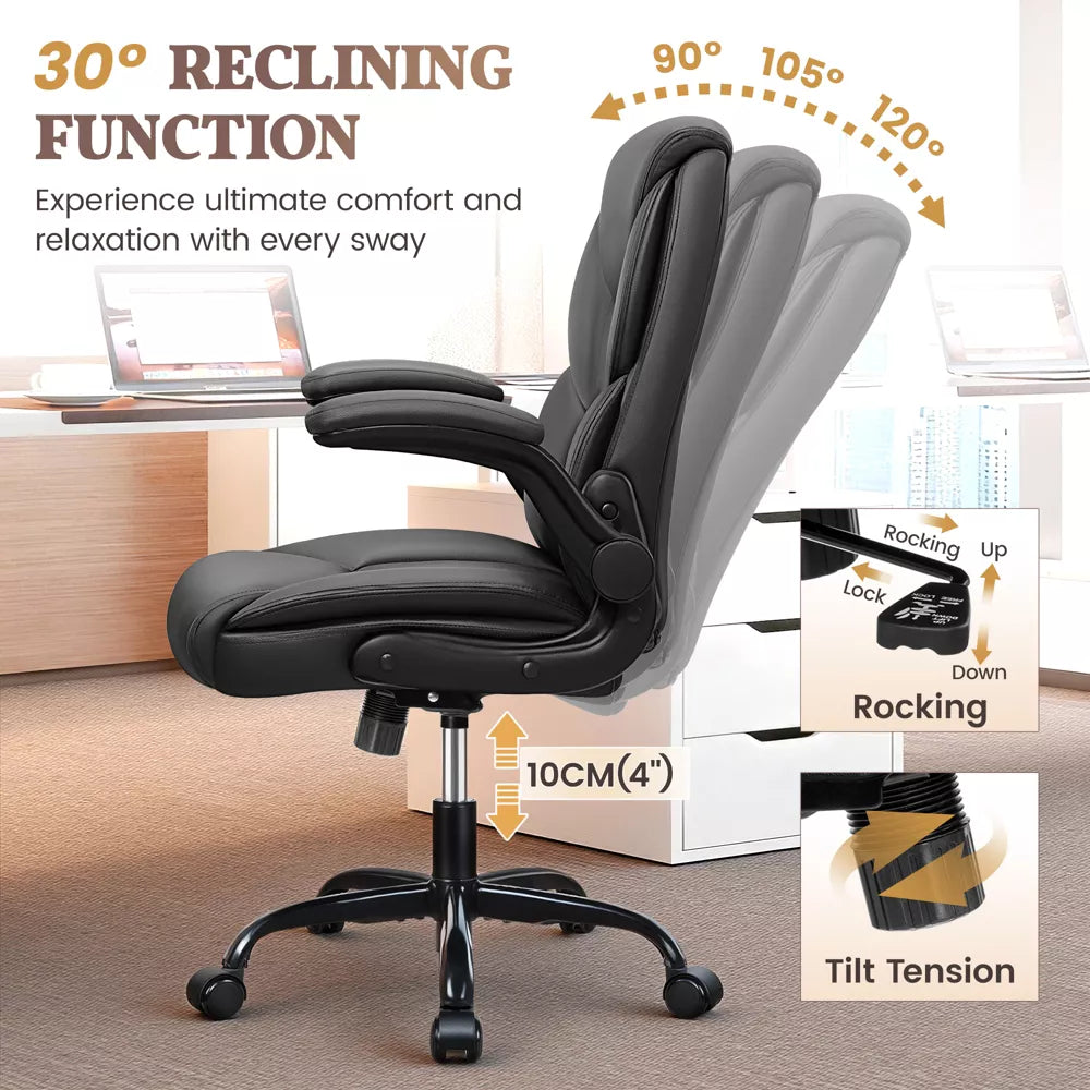 KERDOM High Back Leather Executive Office Chair, Ergonomic Lumbar Support, 400 lbs Heavy Duty, Adjustable Height Swivel Desk Chair,Black
