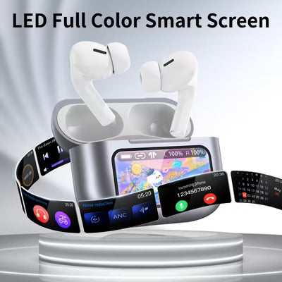 VEAT00L A9 ANC+ENC Earbuds with Smart Touch Screen,Bluetooth 5.4, HiFi Stereo Multiple EQ settings
