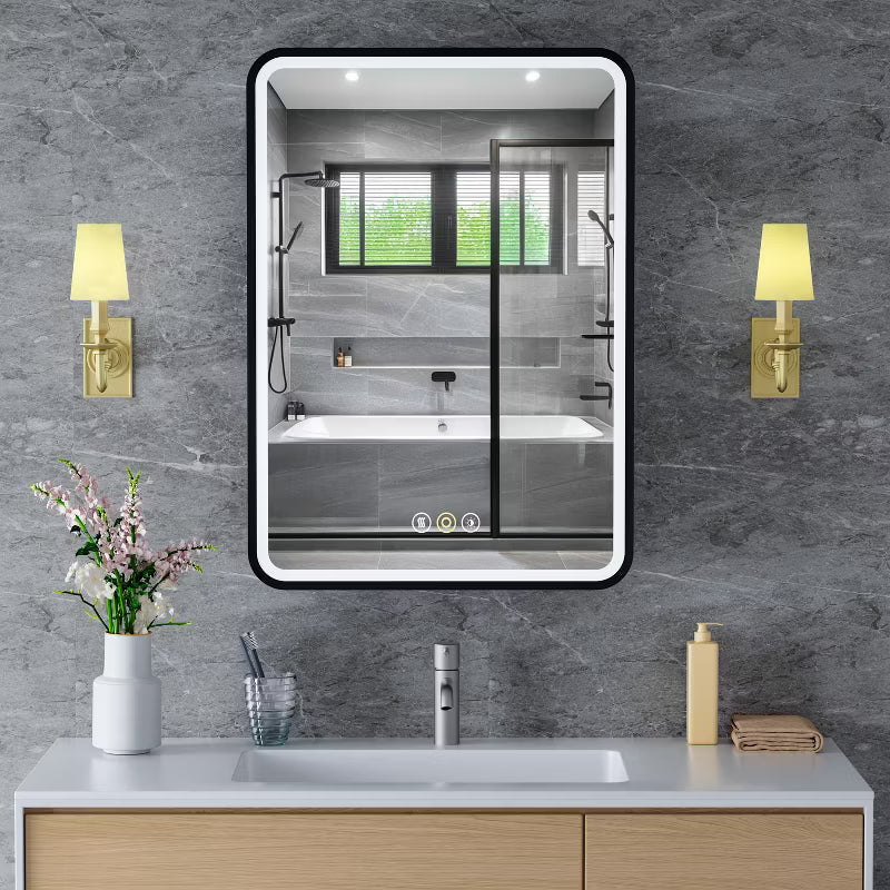 Aris 20"x28" LED Medicine Cabinet with Mirror, Wall/Recess Mount Bathroom Cabinet,3-Mode Light, Anti-Fog, Adjustable Shelves,ETL Certified, Black