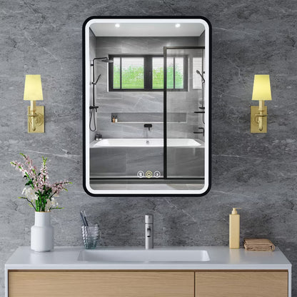 Aris 20"x28" LED Medicine Cabinet with Mirror, Wall/Recess Mount Bathroom Cabinet,3-Mode Light, Anti-Fog, Adjustable Shelves,ETL Certified, Black
