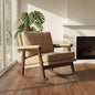 Mid Century Modern Rocking Chair，Soft Accent Chair with Wood Frame，Reading Armchair for Living Room Bedroom Sunroom，250 lbs Capacity，Khaki