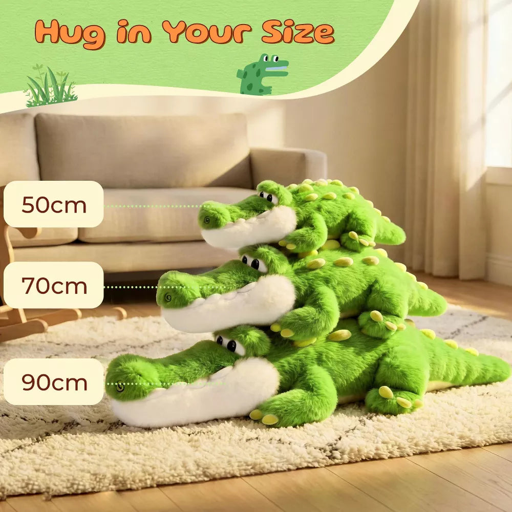 Alligator Stuffed Animal Plush Toy, Lying Flat Crocodile Hugging Pillow, Soft Long Plush for Kids & Adults, Cute Green Alligator Plush for Gift,19.6in