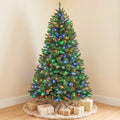VIVATREES 6 Ft Prelit Christmas Tree Artificial Christmas Tree with Color Changing LED Lights Hinged Branches Multiple Color Modes