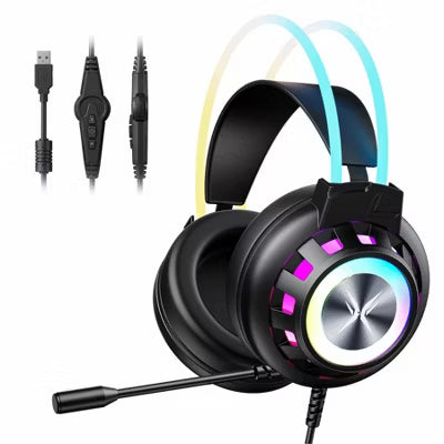 G3 Pro USB Gaming Headset for PC, Computer Headphones with Noise-Cancelling Mic, 7.1 Surround Sound, RGB Light - Wired for PS4/PS5/Lapto（Black)