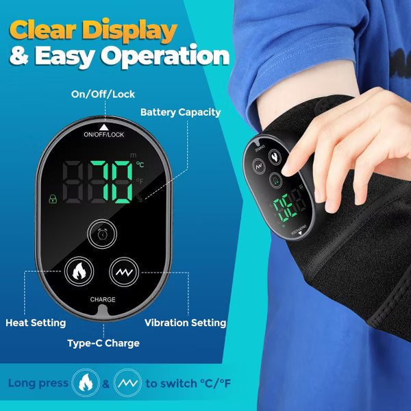 Morfone Cordless Knee Massager Heated Knee Brace with 6 Heat Levels & 3 Vibration 3 Timer