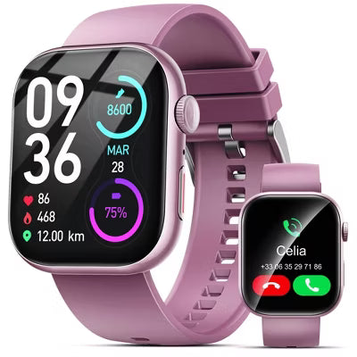 Smart Watch for Men Women, 2.01" HD Touchsreen, Bluetooth Calling, IP68 Water-Resistance, 180+ Sports Modes,Fitness & Sleep Tracker, Android/iOS Pink