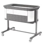 Kinder King Portable Baby Bassinet with Wheels, All-Mesh Bedside Sleeper, Newborn Crib with Removable Soft Mattress, Gray