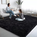 LOVEVOOK Area Rugs for Living Room Bedroom, Soft Fluffy Black Rug Home Decor Aesthetic 5x7 Feet
