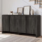 AMERIFE 63" Fluted TV Stand Media Console with Storage, Adjustable Shelves, Engineered Wood, Black