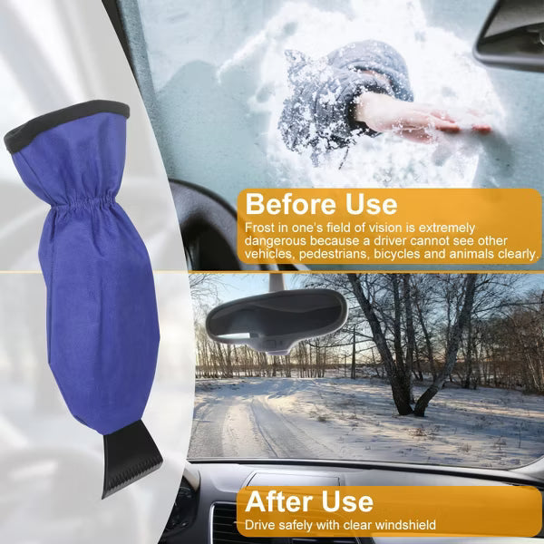 Ice Scraper Glove Car Windshield Snow Scraper Remover Glove Lined of Fleece Winter Ice Scraper Mitt Keep Warm