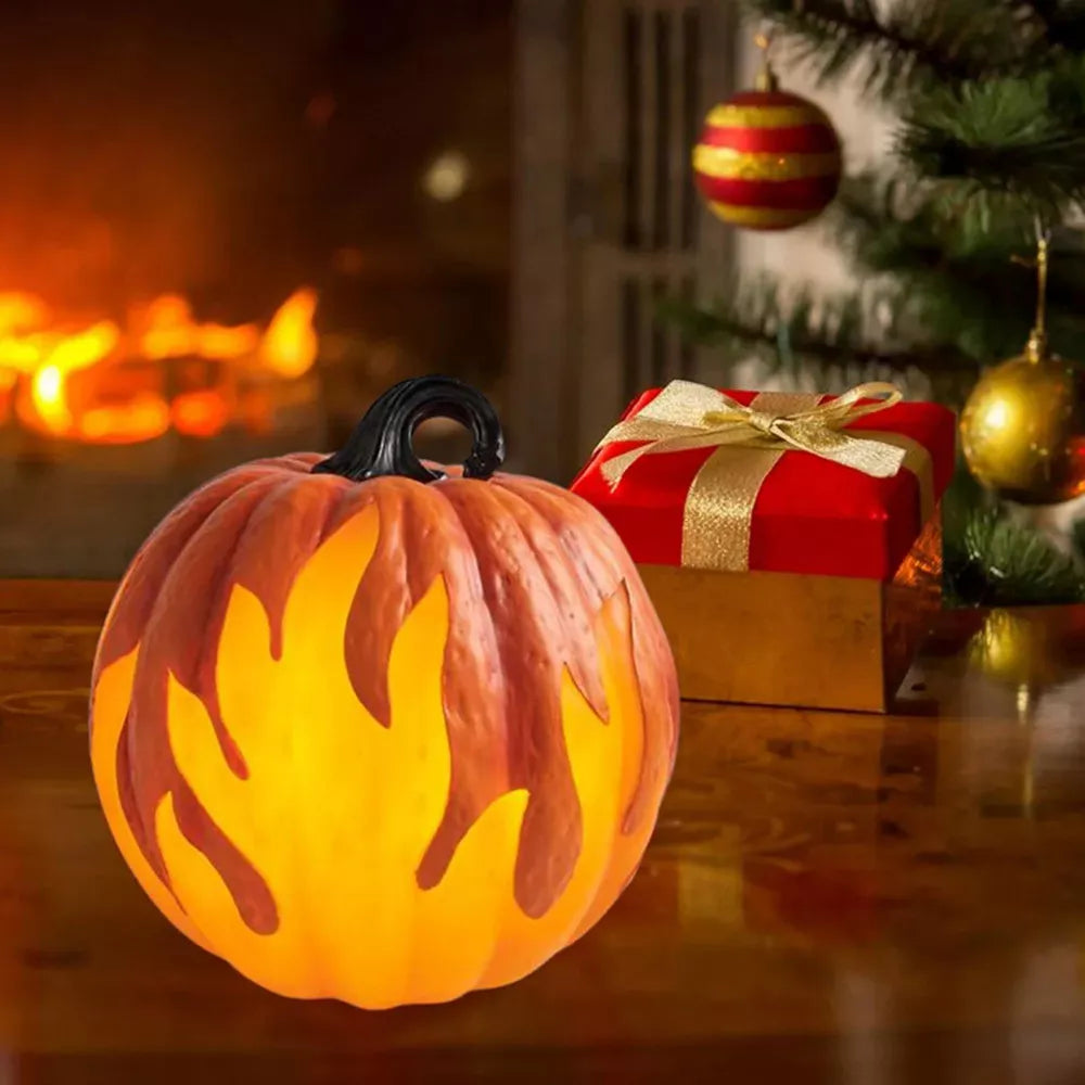 Halloween Pumpkin Lantern Battery Operated Jack O Lantern Flame Lighted Pumpkin Party Favor For Halloween Home Decoration