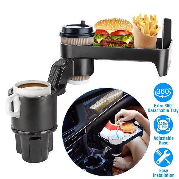 Car Cup Holder Tray?360¡ã Rotating Car Bottle Holder Expander Adapter Multifunctional Water Cup Mount Stand with Detachable Tray