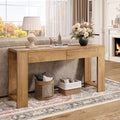 Qwatto 60 Inch Console Table Modern Entryway Storage Table with 2 Drawers Long Sofa Table Behind Couch for Living Room Hallway Foyer Natural Oak
