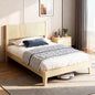 Karl Home Solid Wood Full Bed Frame Platform Bedframe with Headboard Grille Style