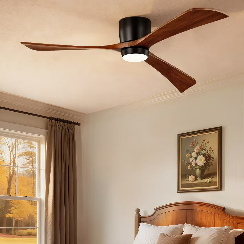 Wanze of Ocean 52 in. 3-Blade Smart Indoor Flush Mount Ceiling Fan with Remote Control, Noiseless Reversible DC Motor, Dimmable LED Light