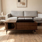 Walnut Lift Top Coffee Table with Hidden Storage Compartment and Shelf, Mid Century Modern Wood Coffee Table for Living Room Apartment Office Dorm