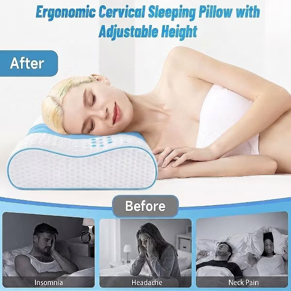 Memory Foam Pillows, Neck Pillow Bed Pillow for Sleeping, Ergonomic Cervical Pillow for Neck Orthopedic Contour Pillow for Side Back Stomach