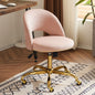 Karl Home | Modern Velvet Desk Chair with Wheels Gold Base Swivel Chair Ergonomic Task Chair for Home Office Small Computer Chair Vanity Chair