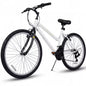 Hykolity Mountain Bike 26 Inch, Women 21 Speed MTB Adult Bicycle with Front Rear Derailleur Double V-Brakes Iron Frame, Cycling Rides, Pale White