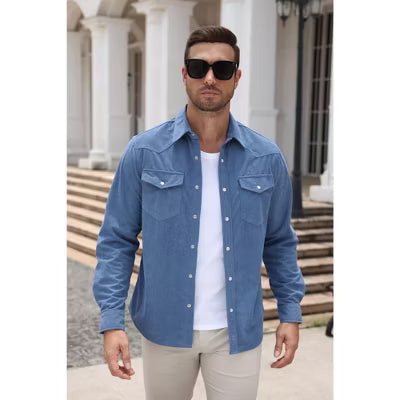 COOFANDY Men's Corduroy Fleece-Lined Shirt Jacket - ARH-S