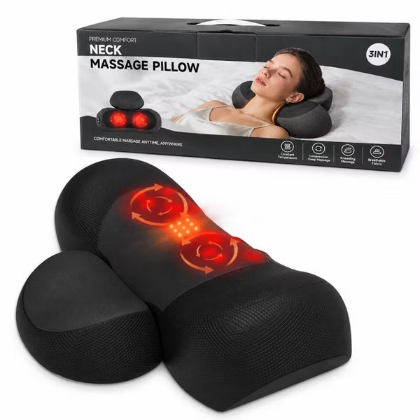 Morfone Neck Massager with Heat,3 Intensity Levels&Bi-Directional Kneading,Ergonomic Pillow for Neck Pain Relief,Cervical Massage Pillow,10Min Timer