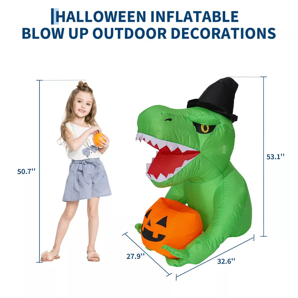 Garvee 4.5FT Halloween Inflatables Dinosaur Trunk or Treat Car Decorations with LEDs