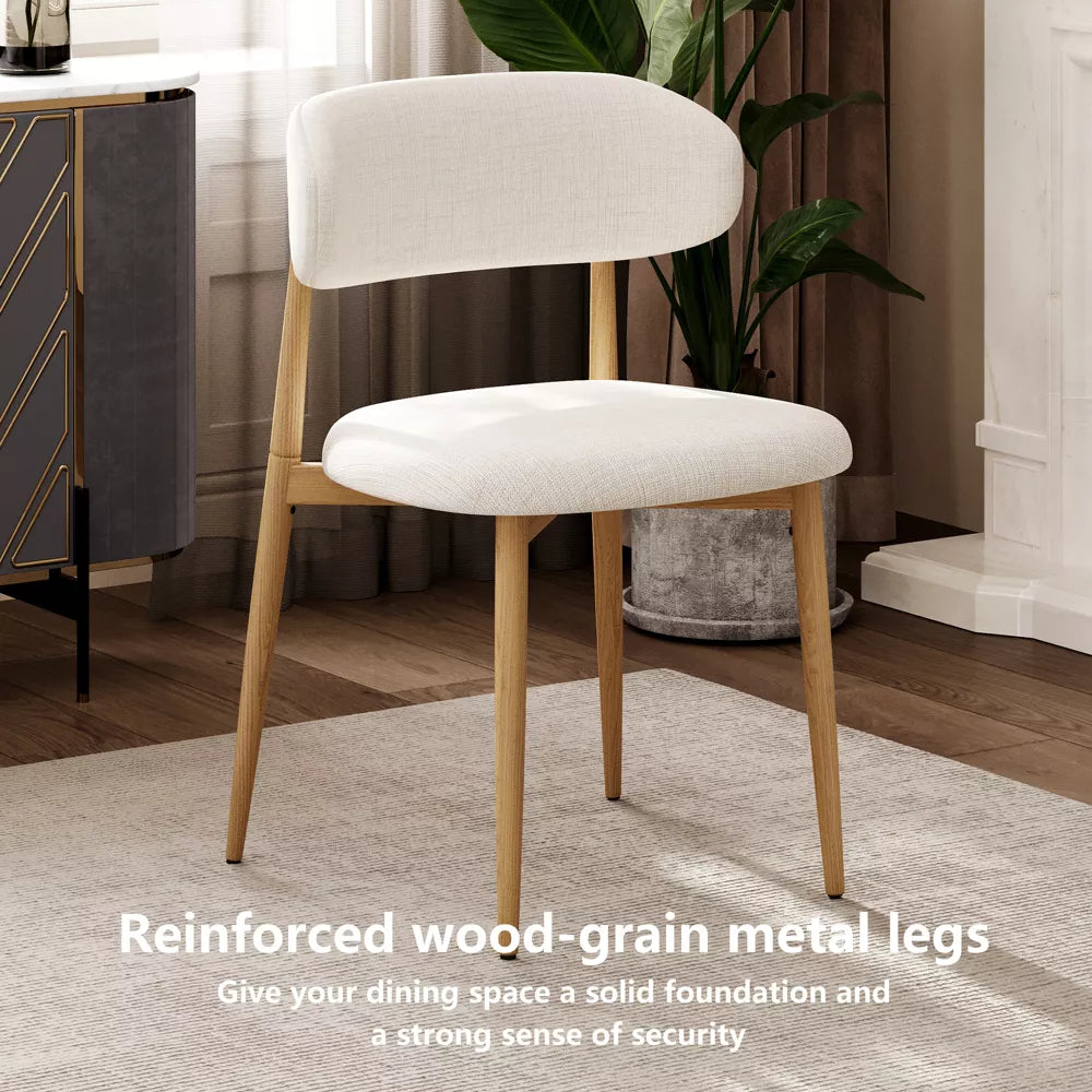 Wooden Dining Chairs Set of 2, Modern Fabric Upholstered Kitchen Side Chairs, Farmhouse Dining Room Chair with Foot Pegs