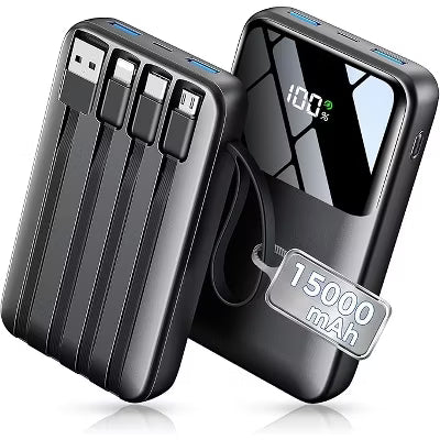 10000mAh Power Bank with Built-in USB-C Cable & 15W MagSafe Wireless Charging, 22.5W PD Fast Charger for iPhone 15/14/13/12, Travel Essential