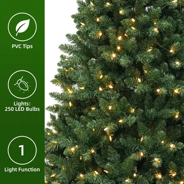 VIVATREES 6ft Prelit Artificial Christmas Tree with Hinged Branches Metal Stand Realistic Xmas for Holiday Decor Green