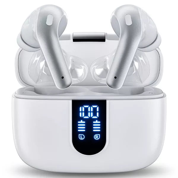 VEATOOL True Wireless Earbuds: 60H Playback, LED Display, Wireless Charging, IPX5 Waterproof, Mic | for Phones/TV/PC/Sports