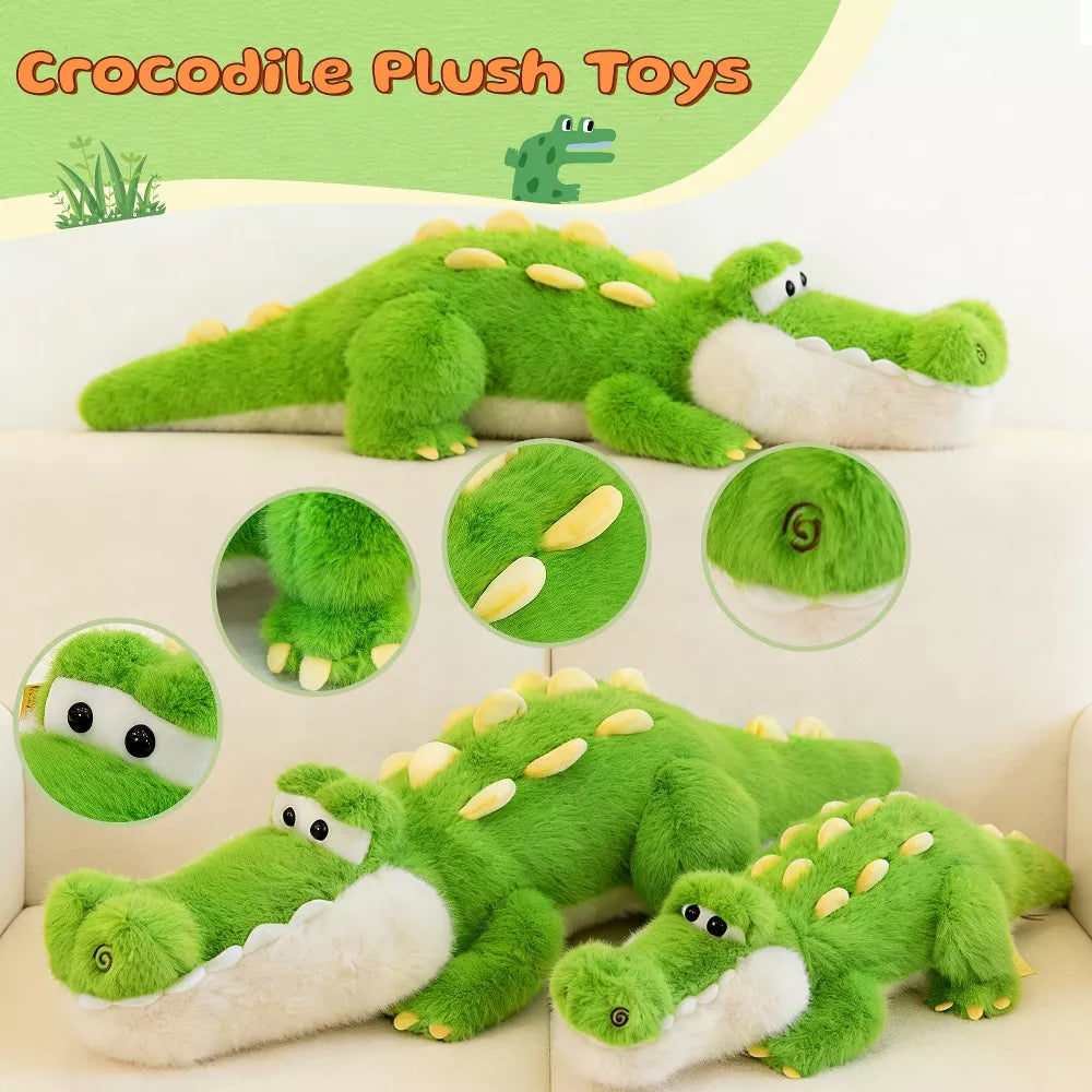Alligator Stuffed Animal Plush Toy, Lying Flat Crocodile Hugging Pillow, Soft Long Plush for Kids & Adults, Cute Green Alligator Plush for Gift,19.6in
