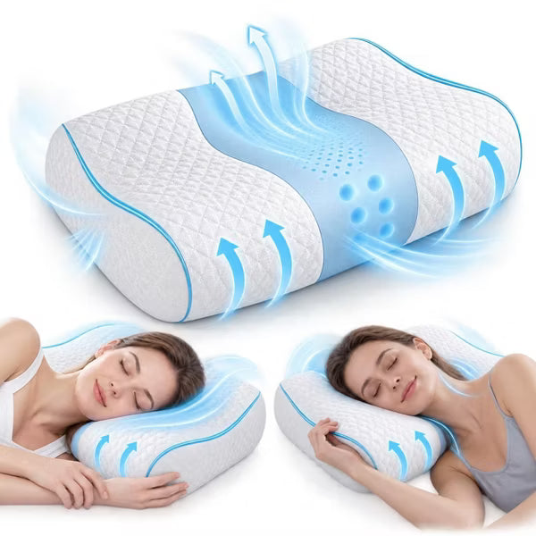 Memory Foam Pillows, Neck Pillow Bed Pillow for Sleeping, Ergonomic Cervical Pillow for Neck Orthopedic Contour Pillow for Side Back Stomach