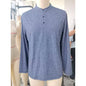 COOFANDY Men's Mandarin Collar Henley Long Sleeve Shirt Black S