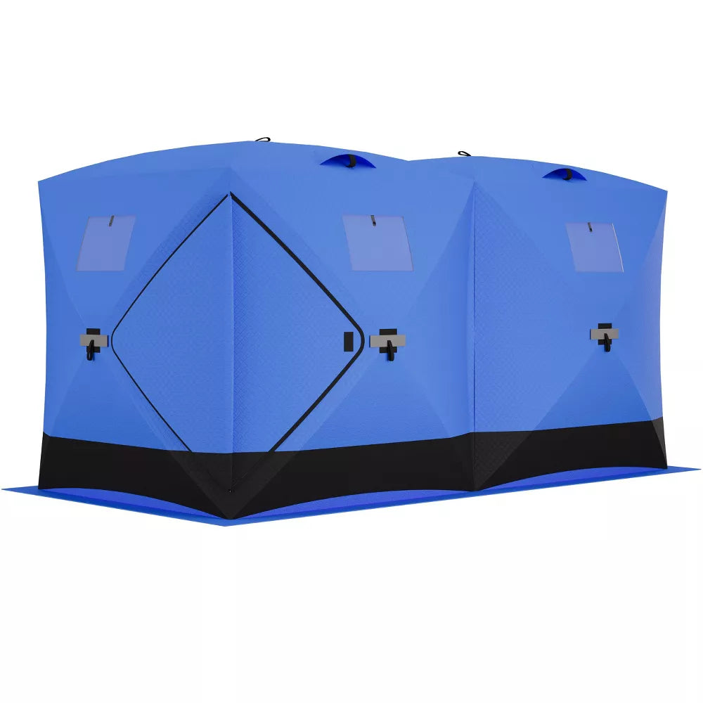 Garvee Ice Fishing Tent, 6-8 Person Pop-Up Insulated Shelter, 140 x 70.8 x 79 in