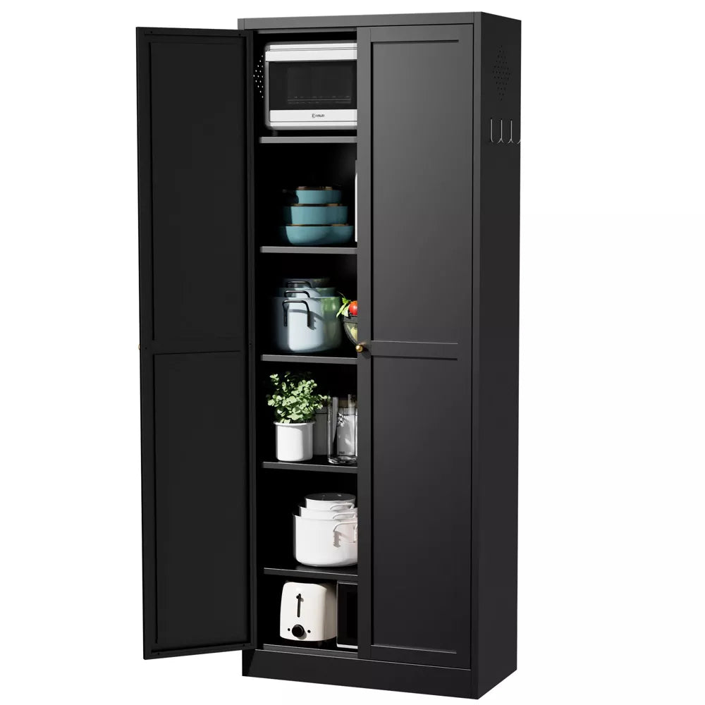 VIYET 72" Tall Metal Pantry Cabinet with 5 Adjustable Shelves, Freestanding Kitchen Storage Cabinet for Pantry, Bathroom