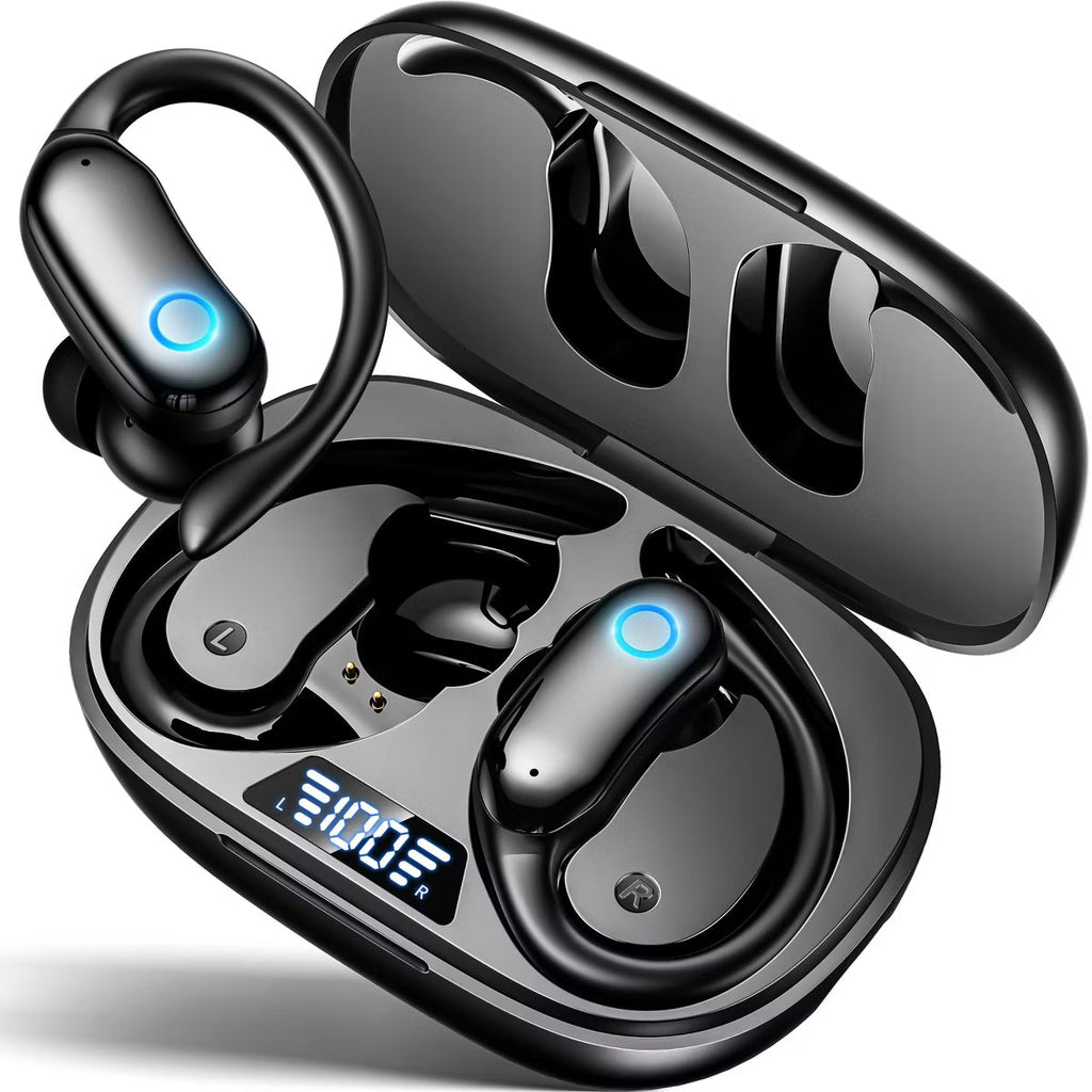 GNMN V7 Ear Buds Wireless Earbuds 96hrs Playback Bluetooth Headphones IPX7 Waterproof Stereo Bass Over-Ear Earphones with Earhooks Microphone