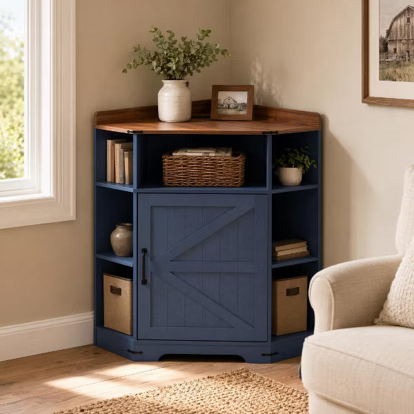 Corner Charging Station Bookshelf, 6-Cubby Wood Storage Shelf with USB Outlets, 3-Tier Space-Saving Organizer for Study Living Room