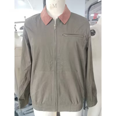 COOFANDY Men's Cotton Zip Up Bomber Jacket with Chest Pockets Khaki S