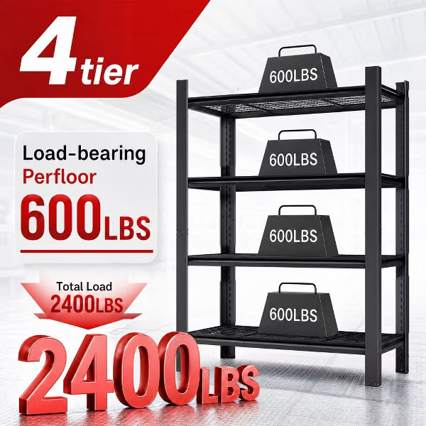 VIYET 60" H Heavy Duty Metal Shelving Unit, 4 Tier Adjustable Storage Rack with 2240 LBS Capacity, Garage Shelf Organizer for Pantry