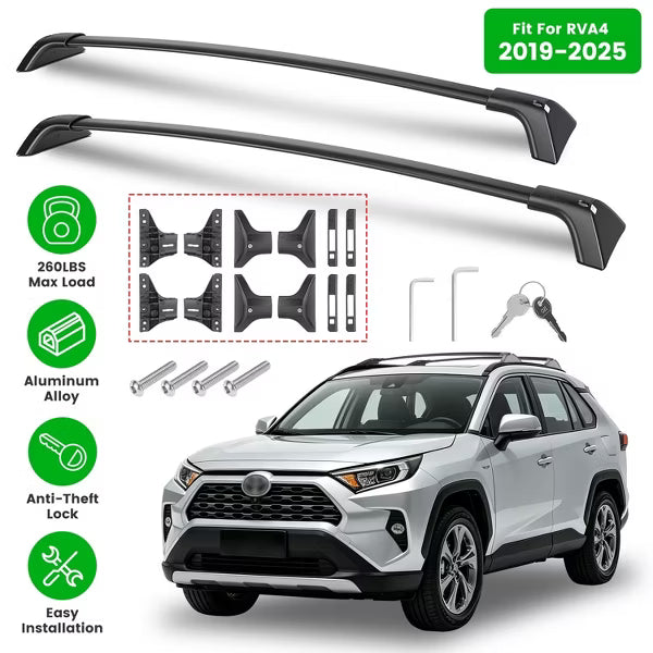 Roof Rack Cross Bars for Fit Toyota RAV4 2019-2025 Aluminum Roof Rails Cargo Crossbars for Flush Side Rails Heavy Duty Rooftop Carrier Anti-Theft Lock